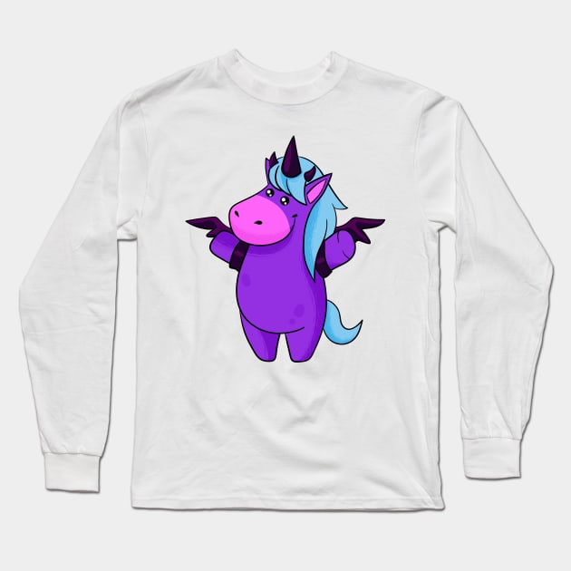 Unicorn in Bat Costume Long Sleeve T-Shirt by KPrimeArt